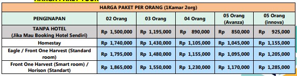 harga paket wisata dieng 2h1m B