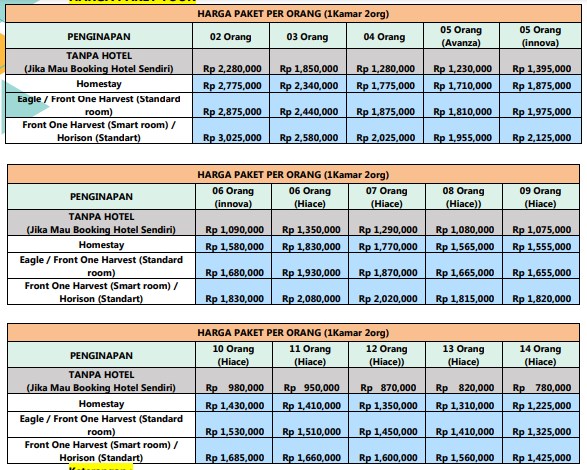 harga paket wisata dieng 3h2m B